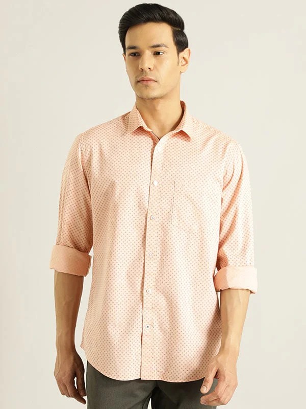Indian Terrain Men All Over Print Orange Shirt